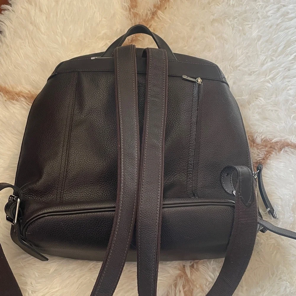 Longchamp le Foulonne dark brown pebbles leather backpack - Picture 5 of 7